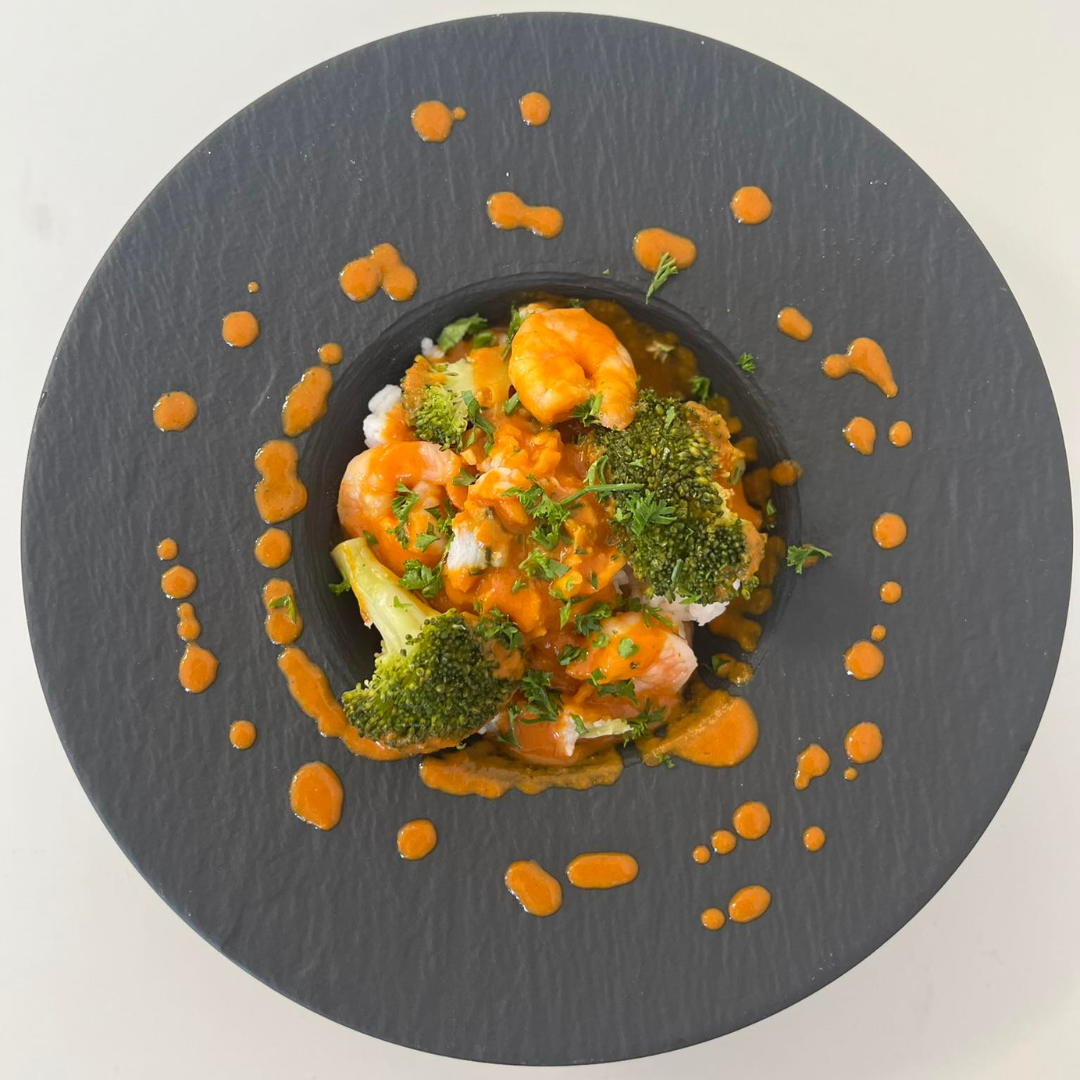 4. Scampis curry brocolis